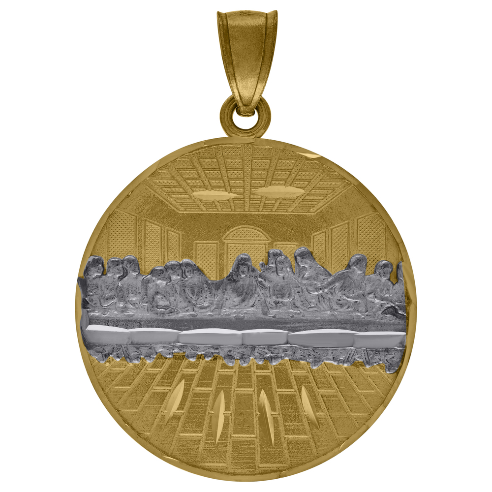 10kt 10k Two-Tone Gold Diamond-Cut Last Supper Religious Charm Pendant
